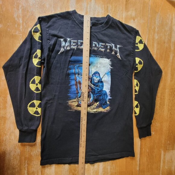 Small Vintage Megadeath M&O Gold Long Sleeve Countdown to Extinction T Shirt - Picture 9 of 12
